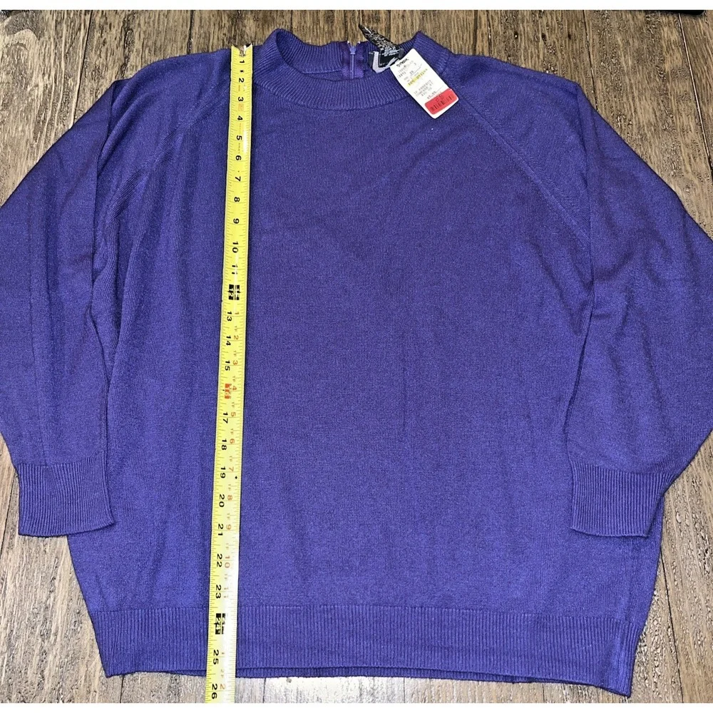 Vintage Designers Originals Purple Back Zip Sweater Luxelon Sz 2X Pullover B21